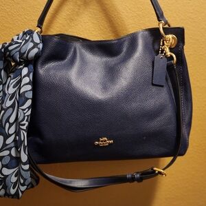 Coach Navy Blue Leather Shoulder Bag